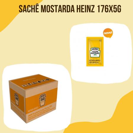 Imagem de Mostarda Tradicional Kraft Heinz 176 unidades de 5G Para Lanchonete e cozinhas