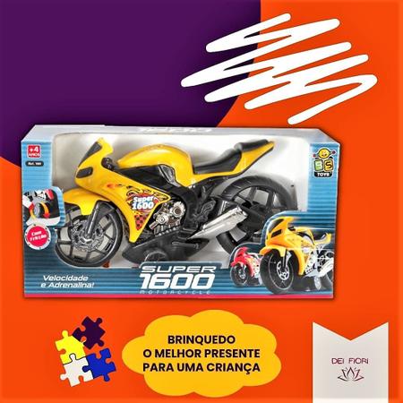 Brinquedo Moto Corrida Realista Grande 1600S Presente Menino