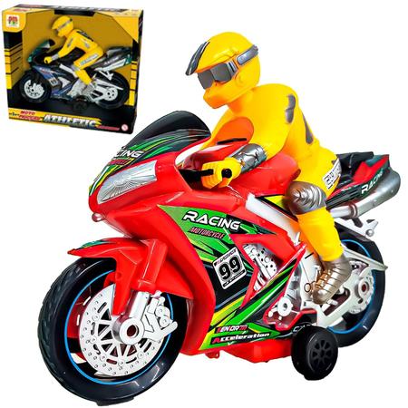 Miniatura Moto Corrida Metal C/ Som E Fricção Brinquedo 1:14