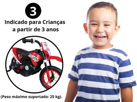Mini Moto Cross Elétrica 6v Infantil Triciclo Bateria Carregador Bivolt no  Shoptime