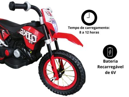 Mini Moto Cross Elétrica 6v Infantil Triciclo Bateria Carregador Bivolt no  Shoptime