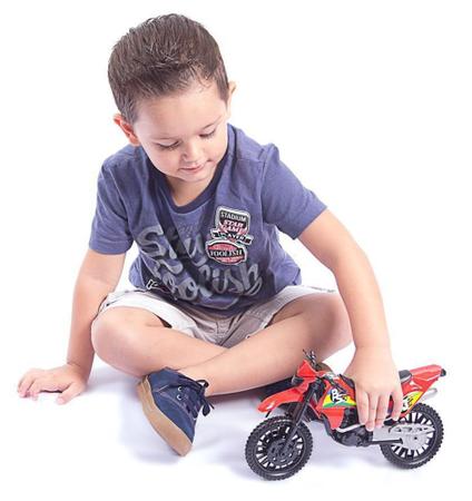Imagem de Moto de Brinquedo Menino Moto Trilha Cross 26 cm Div Cores - BS Toys