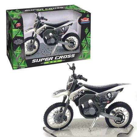 Moto de Corrida Super Cross SXT Branca Usual Brinquedos