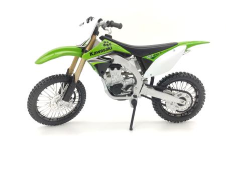 Moto de Ferro Trilha Miniatura Kawasaki KX 450F 1:12 na Caixa Maisto