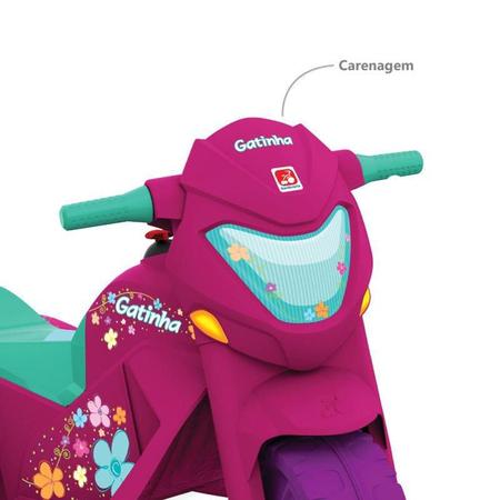 Moto Eletrica Infantil Bandeirante Banmoto 6V Gatinha Rosa na