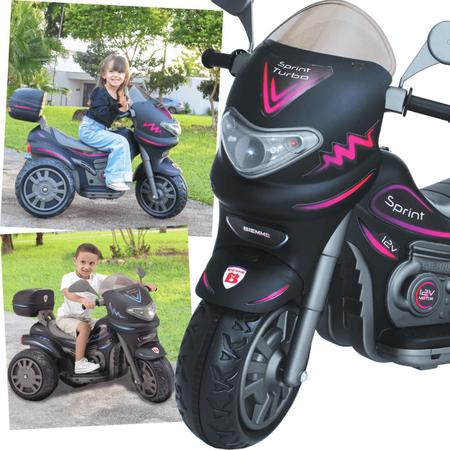 Moto Elétrica Infantil Sprint Grande Menina Capacete 12v