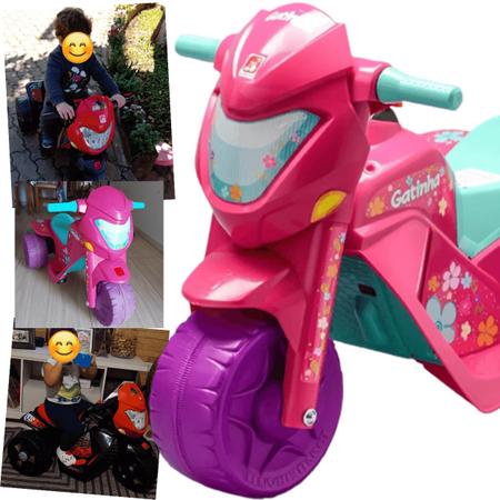 Moto Eletrica Infantil Bandeirante Banmoto 6V Gatinha Rosa na