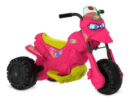 Moto Elétrica Infantil a Bateria 6V com Sons e Luzes, Idade Rec 3 a 6 Anos,  OLAKIDS, Rosa - Dular