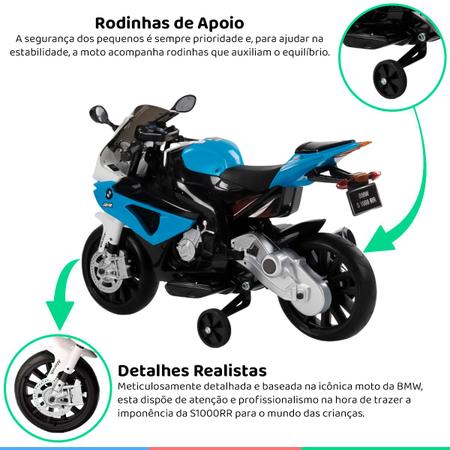 Mini Moto Elétrica Infantil BMW S1000 RR Zippy Toys Crianças Diversos  Modelos Suporta 30kg Bateria Recarregável - Auto Equip