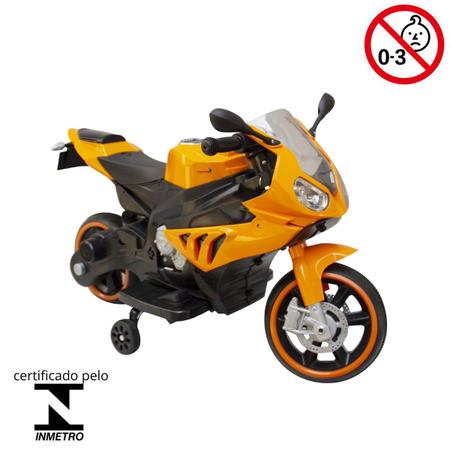 Moto Elétrica Infantil Diversão Criança Até 25Kg 6v Chave Luzes Sons e  Acelerador Laranja Importway - Baby&Kids