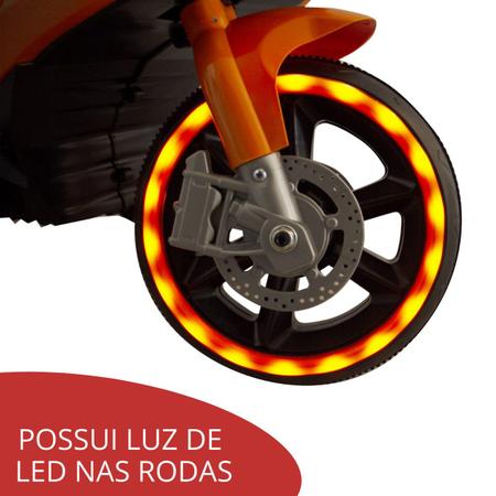 Moto Elétrica Infantil Diversão Criança Até 25Kg 6v Chave Luzes Sons e  Acelerador Laranja Importway - Baby&Kids