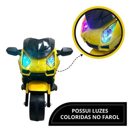 Motinha Elétrica Infantil Amarela Mini Moto Crianças Com Som Luz