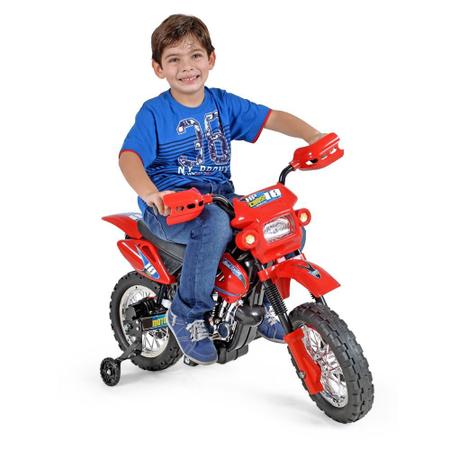 Moto Cross Elétrica Infantil Vermelha 6V - Xplast - Isas Brinquedos e Bikes