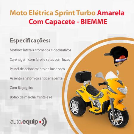 Moto Elétrica Infantil Sprint Turbo Amarelo 12V Biemme - Maçã