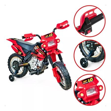 Motocross Eletrica Infantil Com Carregador Vermelha - Homeplay