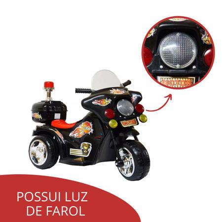 Imagem de Moto Elétrica Triciclo Infantil Criança Até 17kg 6v Com Luzes Sons e Acelerador Preto Importway