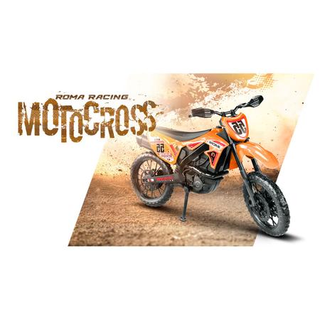 Roma brinquedo moto cross trilha racing 34 cm com pneus borracha