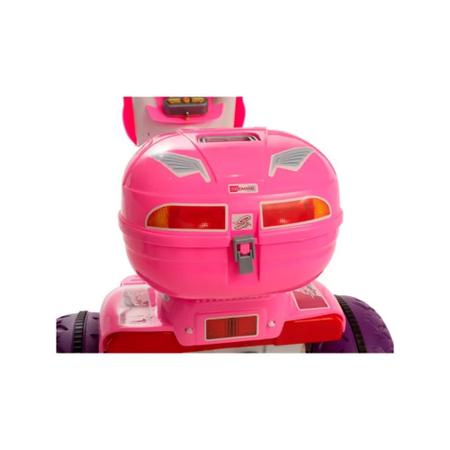 Moto Eletrica Infantil Sprint Turbo Biemme Rosa Pink 12V Capacete - Maçã  Verde Baby