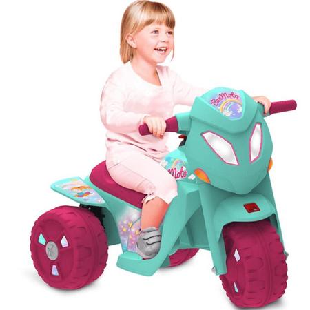 Moto Eletrica Infantil Triciclo Bandeirante Banmoto 6V Rosa - Maçã