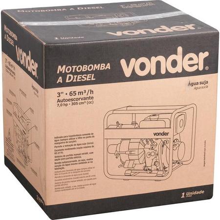 Imagem de Motobomba à diesel 3" 7hp 4 tempos manual água suja - Vonder