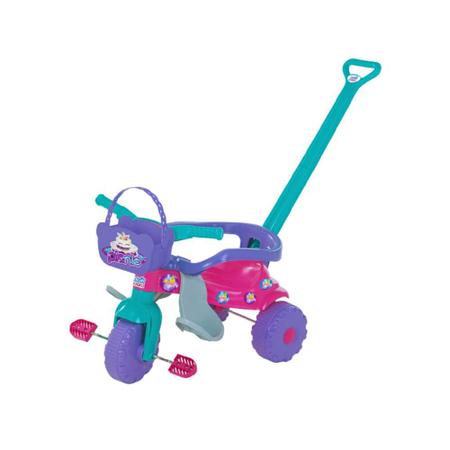 Triciclo Infantil Com Haste de Empurrar Motoca Bebe Tico Tico Menino Magic  Toys Suporta até 24kg