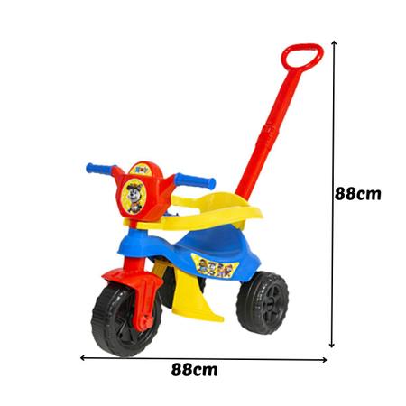 Motoca Triciclo Velotrol Infantil Com Empurrador Menino Azul