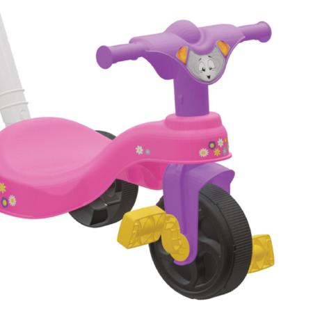 Motoca Infantil Triciclo Rosa com Empurrador