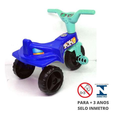 Imagem de Motoca Menino Azul Infantil Criança Omotcha Com Adesivos