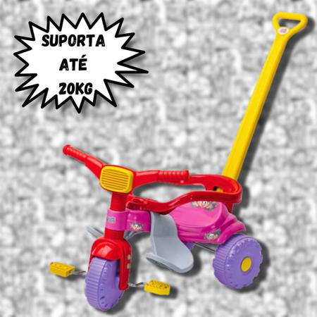 Triciclo Infantil Menina Motoca Rosa Com Empurrador E Pedal