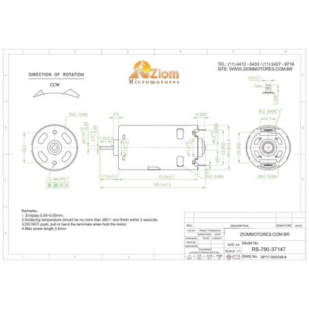 Imagem de Motor Dc 24V 5000Rpm Modelo Rs-790