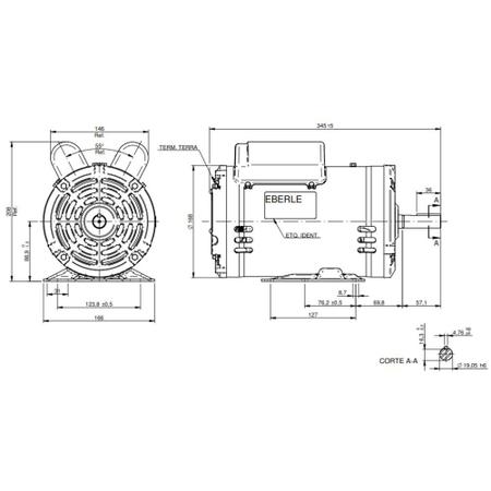 Imagem de Motor Elétrico Monofásico 2cv 4Pólos Baixa Rotação Com Chave