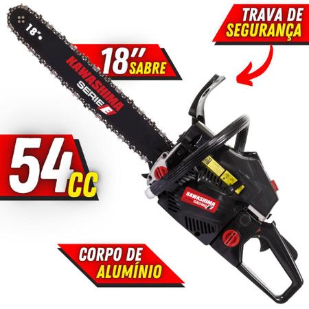 Motosserra À Gasolina Kawashima KCS580-E 54cc 2T Robusto Com Sabre