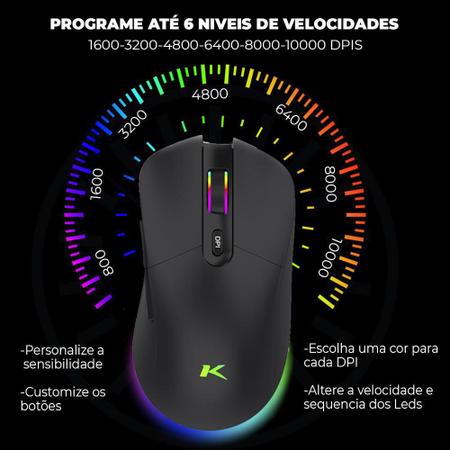 Imagem de Mouse Gamer Doubles Max 10000Dpi 1000Hz Rgb Software Hibrido