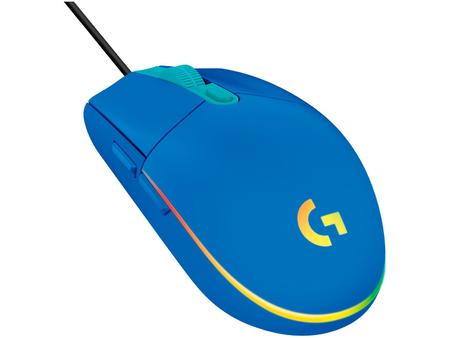 Imagem de Mouse Gamer Logitech G Óptico 8000DPI 6 Botões G203 Lightsync Azul