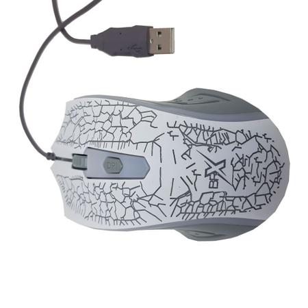 Imagem de Mouse Gamer Luminoso 1200DPI Branco BRX BR-XS736