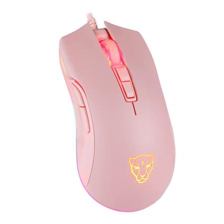 Imagem de Mouse Gamer Motospeed V70 Pink 6400dpi USB Design 7D Rosa 