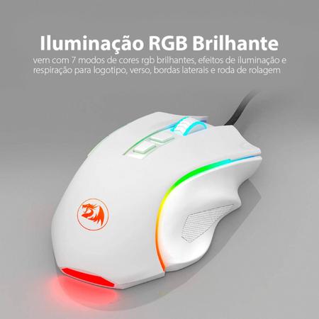 Imagem de Mouse Gamer Para Jogo Griffin Lunar White Branco RGB M607W