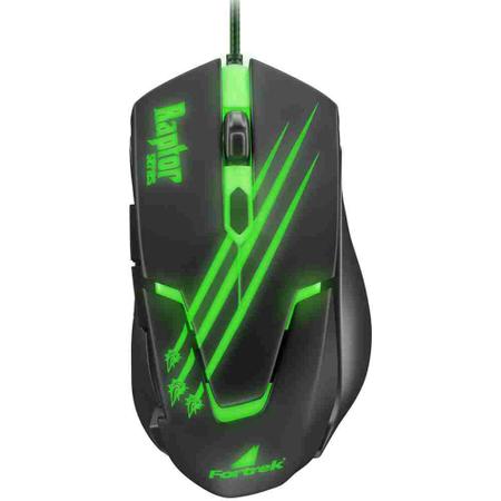 Imagem de Mouse Gamer USB Raptor OM-801 Preto/Verde Fortrek