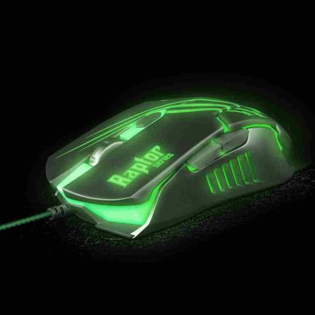 Imagem de Mouse Gamer USB Raptor OM-801 Preto/Verde Fortrek