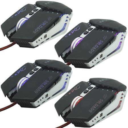 Imagem de Mouse Óptico Gamer Usb 2400 Dpi 6 Botões Led Rgb 4 Cores Cabo Infokit X Soldado GM-705