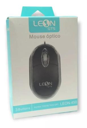Imagem de Mouse Óptico Usb Preto com fio Leon Gts - Leon-450