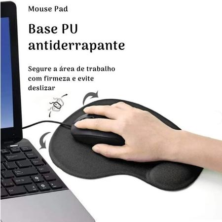 Mouse PAD Ergonomico com Apoio em GEL EXBOM Preto - Mouse Pad