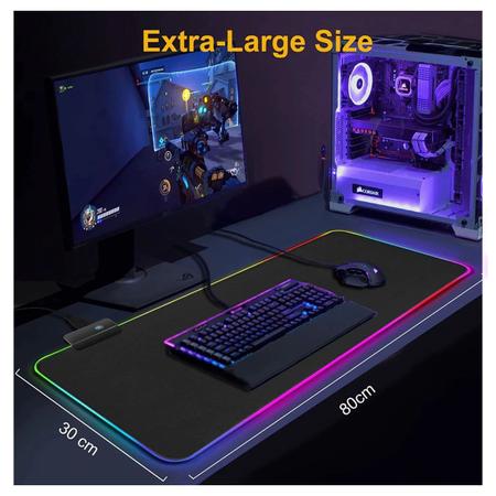 Imagem de Mouse Pad Gamer Com Borda De Led RGB 7 cores 30cm X 80cm X 4mm 