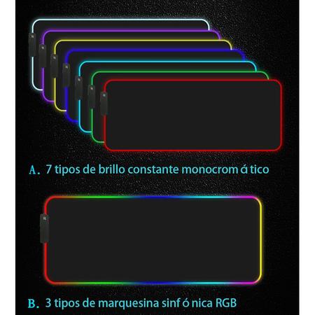 Imagem de Mouse Pad RGB, iluminação LED luminosa, 7 modos, tamanho XXL