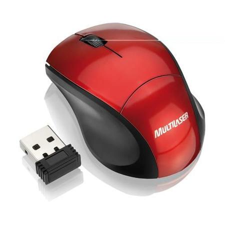 Imagem de Mouse Sem Fio 2.4 Ghz Mini Fit Red Piano Nano Usb Multilaser - MO150