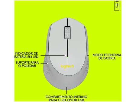 Imagem de Mouse sem Fio Logitech Laser 1000DPI M280 Cinza