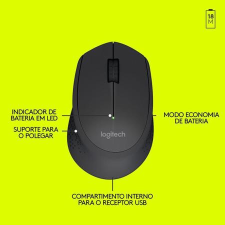 Imagem de Mouse sem fio Logitech M280 com Conexão USB e Pilha Inclusa, Preto - 910-004284