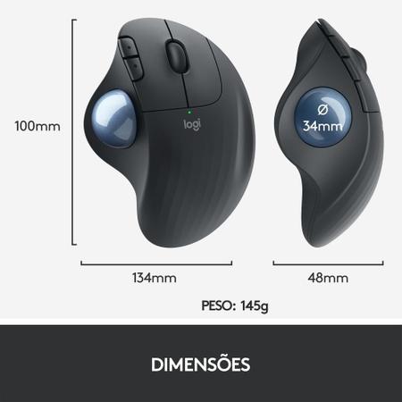 Controle Trackball Ergonômico sem Fio de Polegar - 6 Botões e