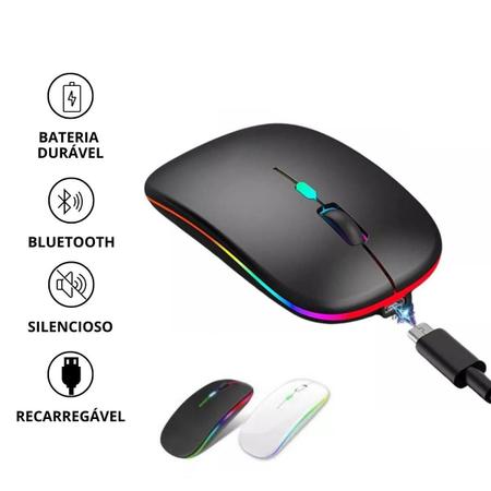 Imagem de Mouse Sem Fio Recarregável Ergonômico Led Wifi Slim: Conforto Sob Seus Dedos