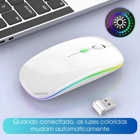 Imagem de Mouse sem Fio Recarregável Wireless Led RGB Ergonômico